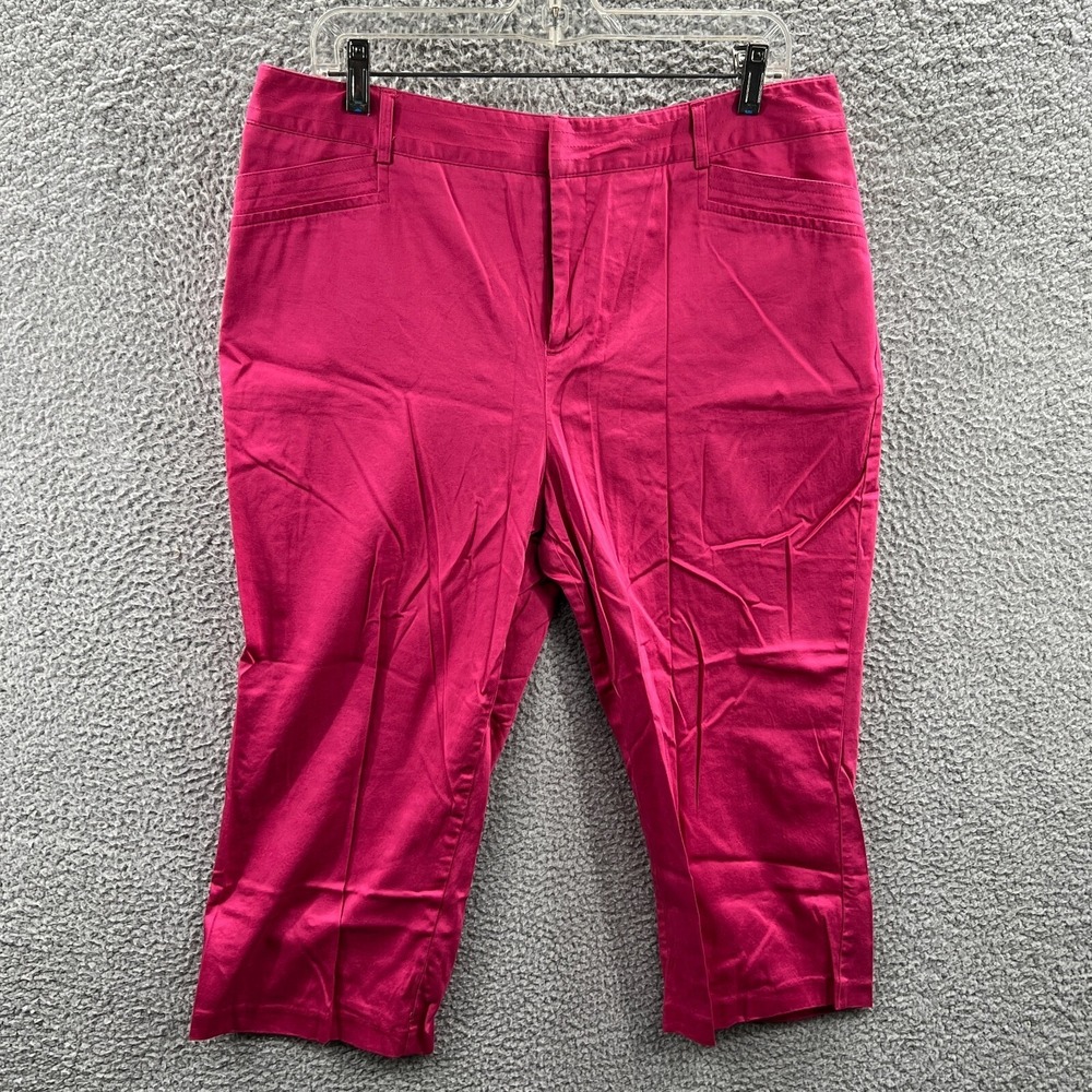 Women Capris Pants 16 Pink Stretch Clean Minimalist Contemporary Casual Everyday